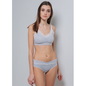 Комплект кружевного белья бюстгальтер для кормления и трусы Серый